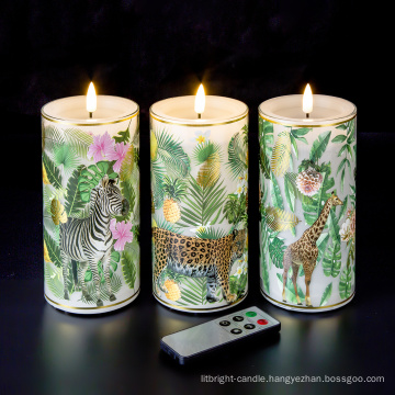 color home decoration pillar glass candle